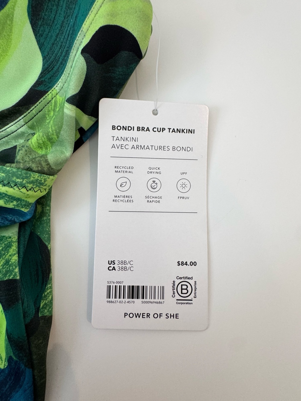 Athleta Bondi Bra Cup Tankini Top | Liana Floral Green | Size 38 B/C - Picture 3 of 6